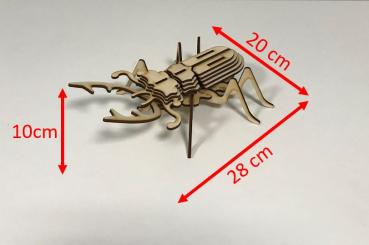3D Modell Hirschkaefer aus Holz - Abmessungen